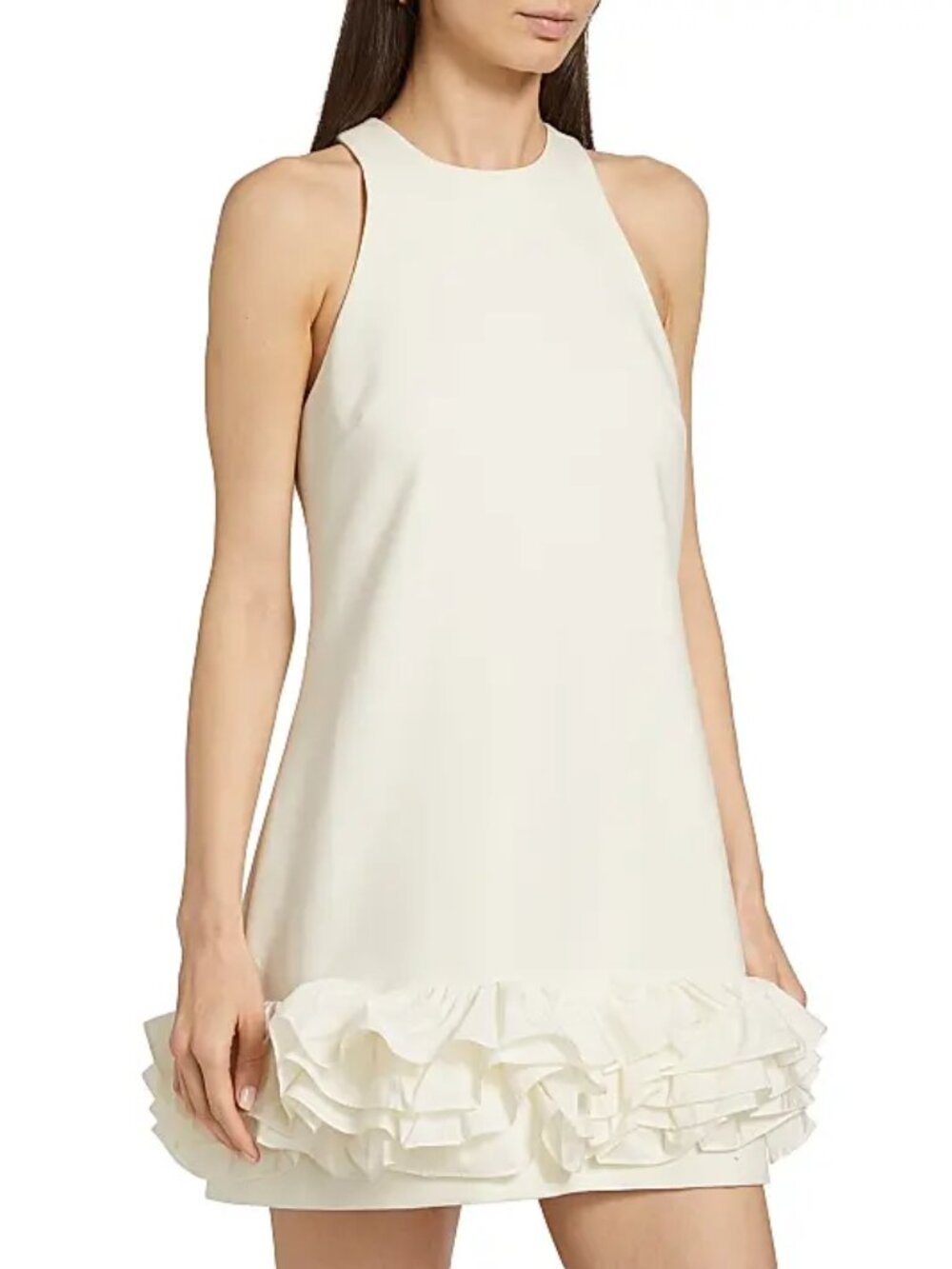 CINQ À SEPT 'Beta' Ruffled-Hem Sleeveless Mini-Dress, Ivory - Picture 3 of 5